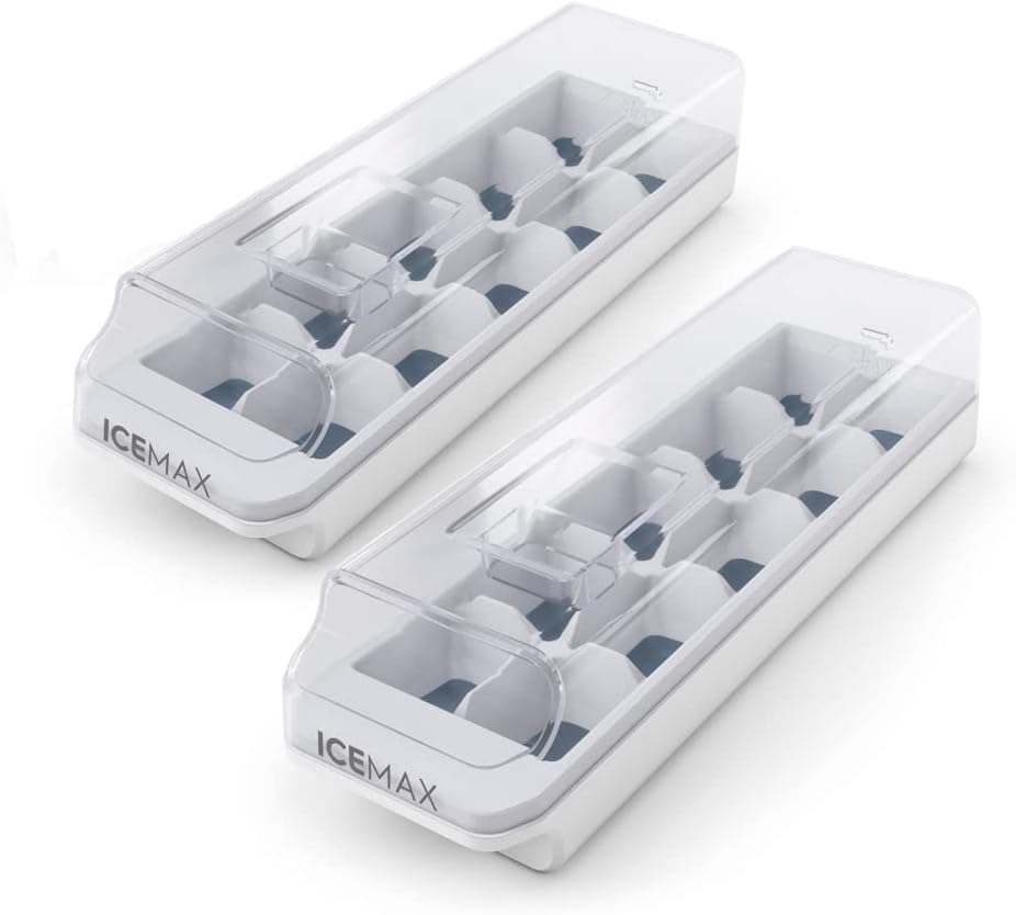 Duas formas de gelo transparentes ICEMAX com tampas deslizantes