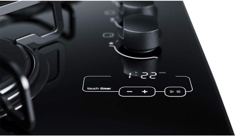 Detalhe do timer digital touch do cooktop Brastemp 4 bocas modelo BDT62AE
