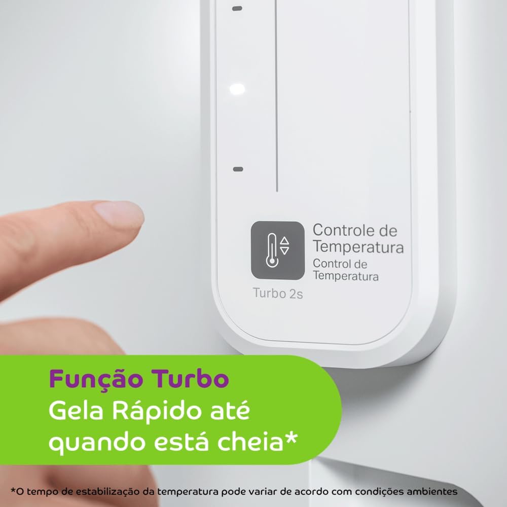 Controle de temperatura da geladeira Consul com função turbo para gelar rápido mesmo cheia.