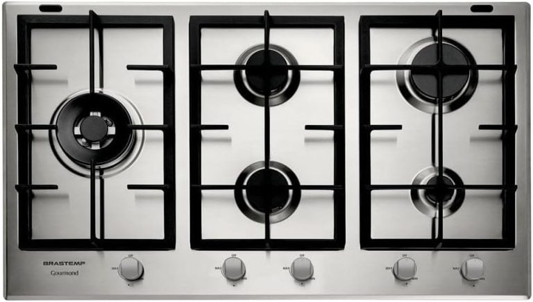 Cooktop 5 bocas Brastemp Gourmand inox com trempe ferro fundido e botões frontais