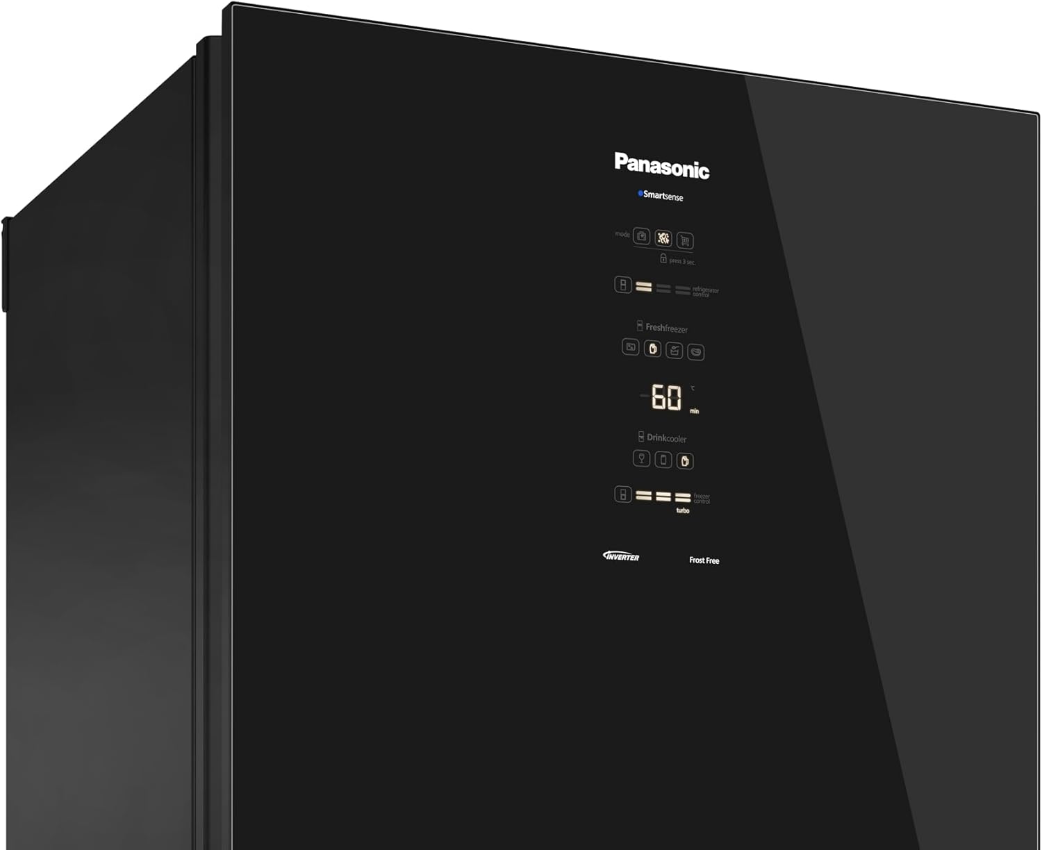 Painel digital da geladeira Panasonic BB65 vidro preto inverter Frost Free