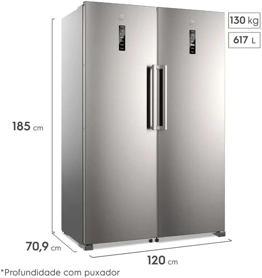 Dimensões e capacidade do freezer Electrolux Experience FTI4S side-by-side inox