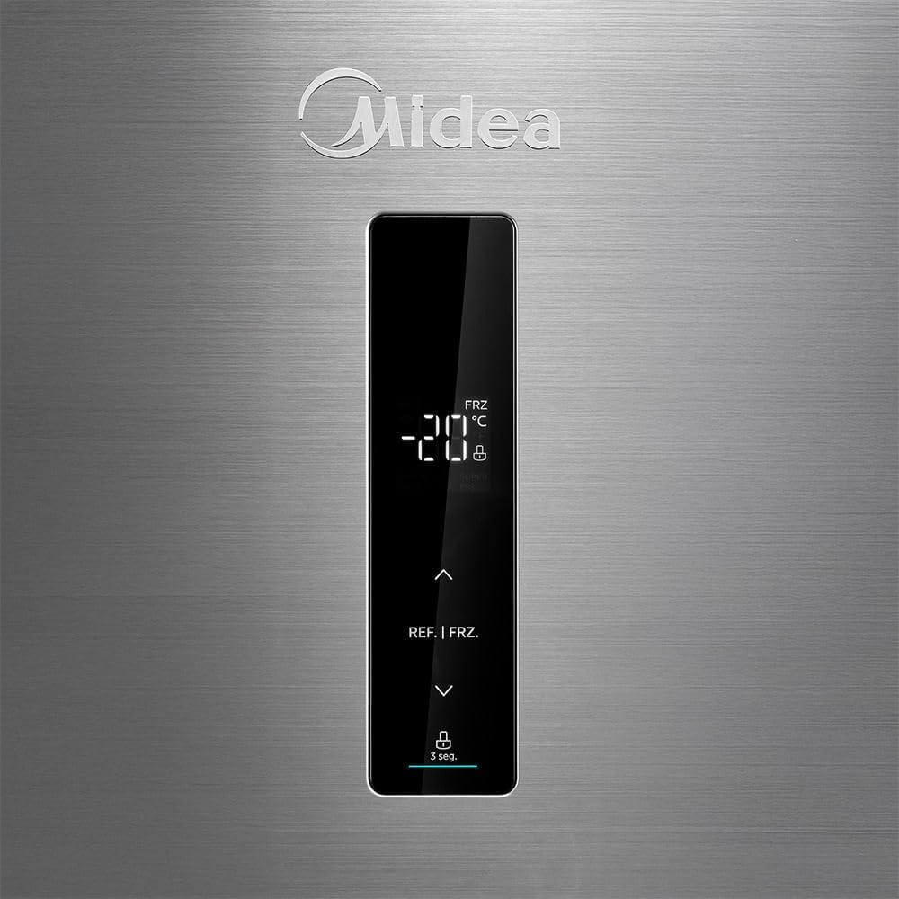 Painel digital da geladeira Midea Inverse Frost Free 416L Inverter inox
