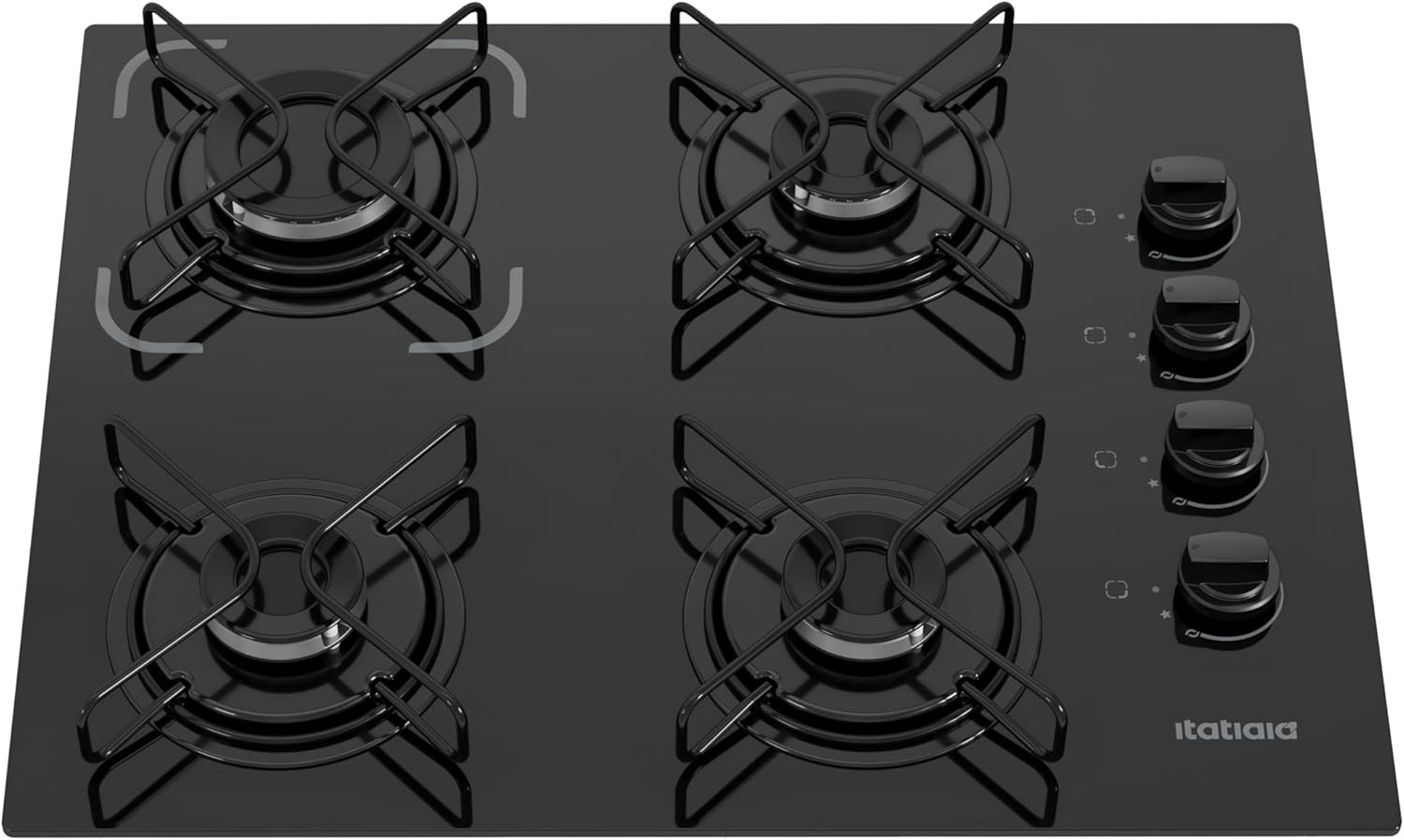 Cooktop 4 bocas Itatiaia mesa vidro temperado preto bivolt vista superior