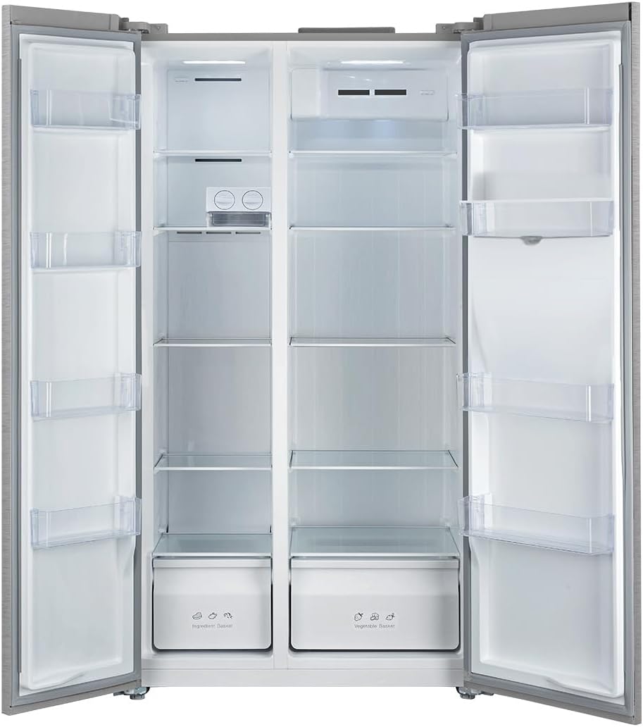 Interior do refrigerador Philco PRF504ID aberto com prateleiras e gavetas de vidro