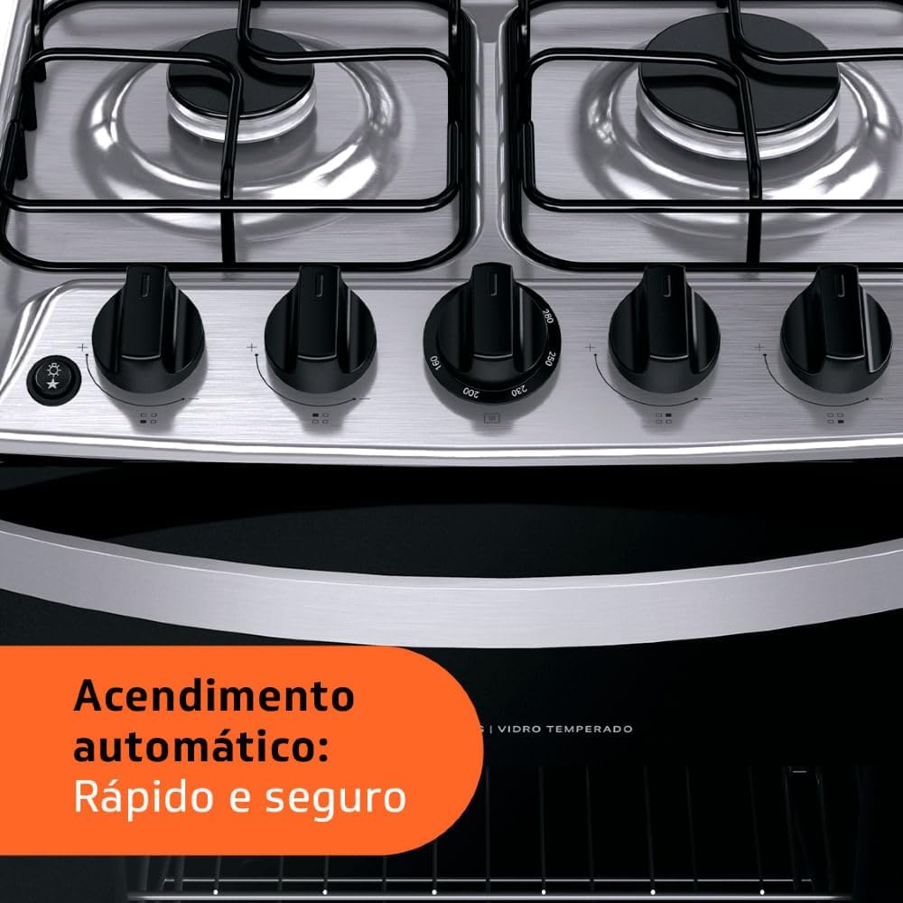 Painel do fogão Brastemp com acendimento automático rápido e seguro