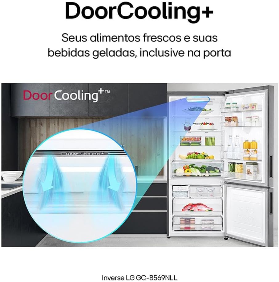 Geladeira LG Door Cooling+ mantém alimentos e bebidas frescas inclusive na porta