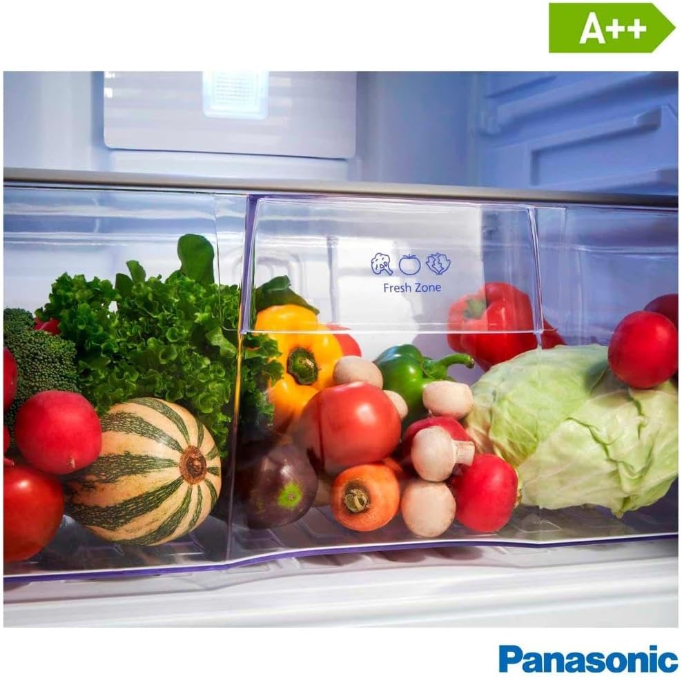 Gaveta Fresh Zone da geladeira Panasonic com legumes e verduras frescas