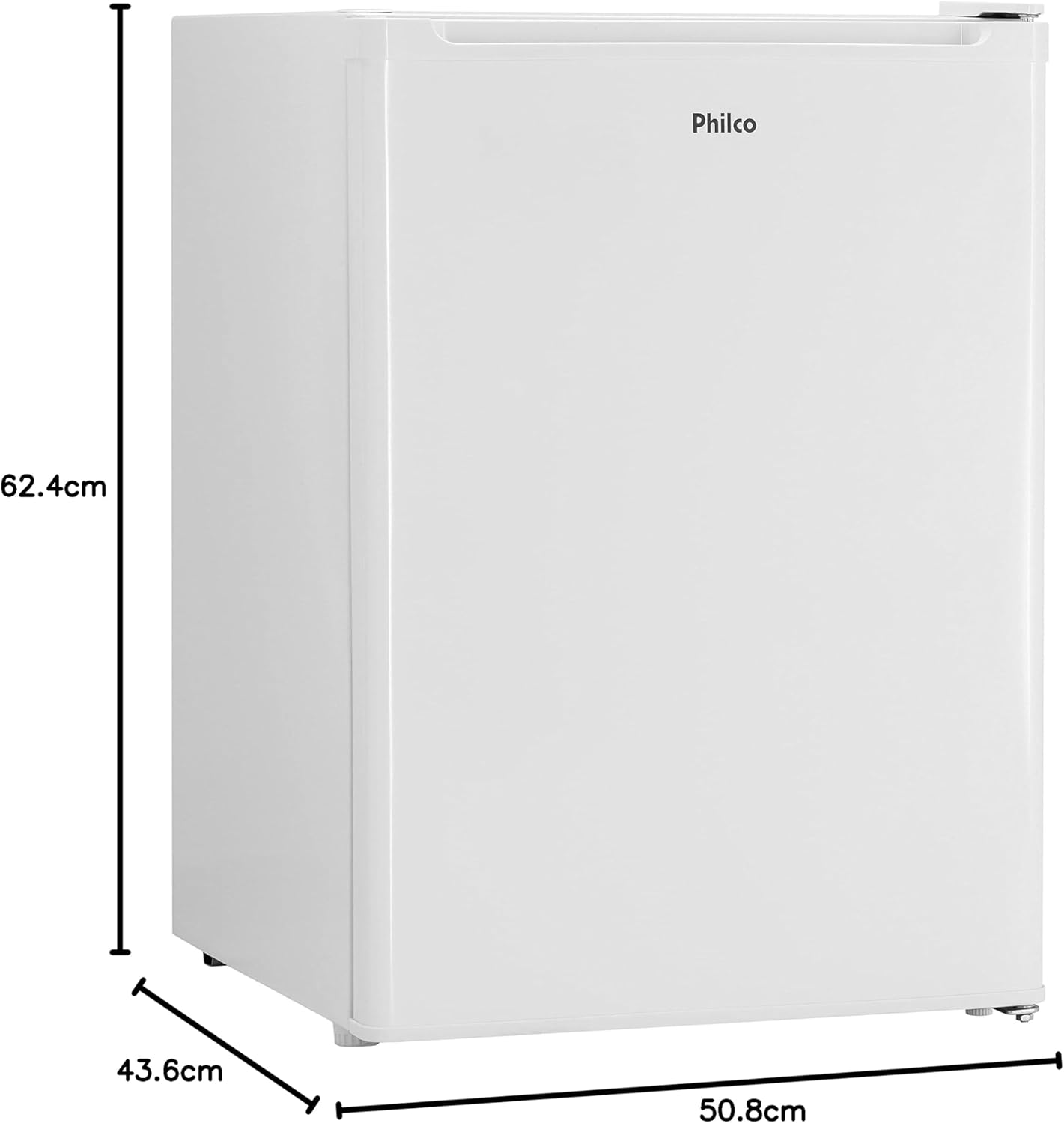 Frigobar Philco PH85N dimensões 62,4x50,8x43,6 cm branco