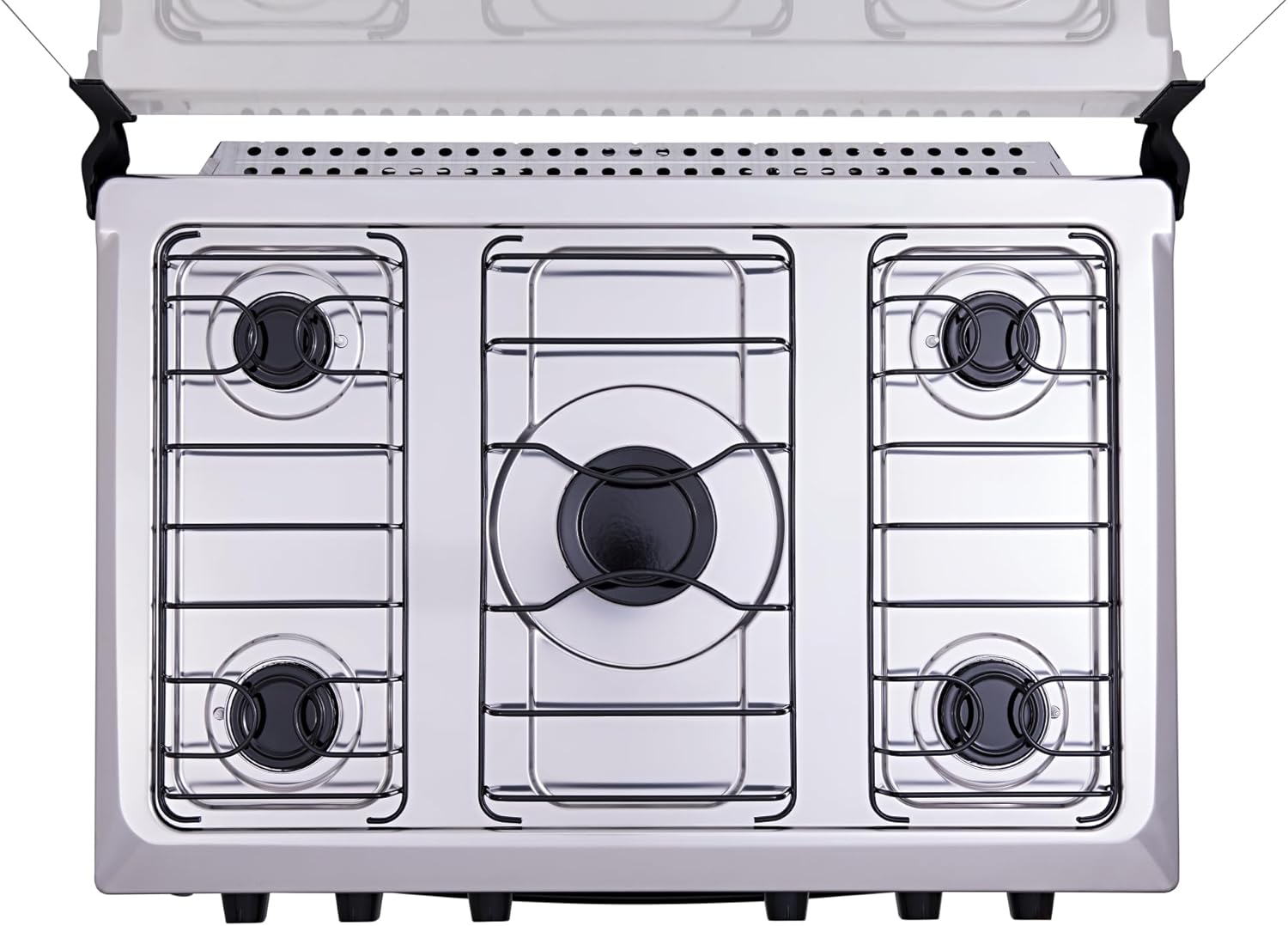 Mesa inox do fogão 5 bocas Atlas Mônaco Plus vista superior
