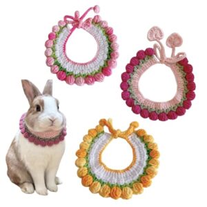 3 peças, cachecol de coelho, acessório para animais de estimação de crochê para gatinhos e filhotes, acessório de foto de tricô colorido fofo para animais de estimação (pequeno)