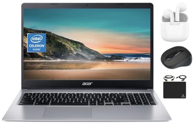 Acer Notebook Chromebook 2023 com luz fina, tela HD de 15,6 polegadas, Intel Celeron N4020 de núcleo duplo (até 2,80 GHz), 4 GB de RAM, 64 GB de eMMC, webcam, WiFi, bateria longa, Chrome OS +