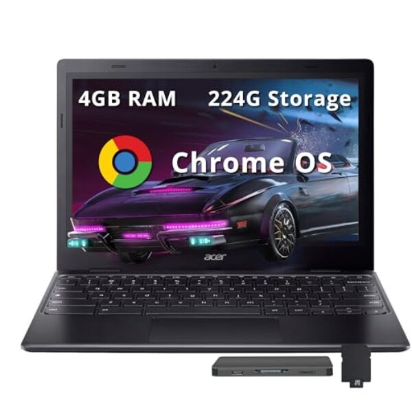 acer Notebook Chromebook 311 HD de 11,6 polegadas, Intel Celeron N4500, 4 GB de RAM, armazenamento de 224 GB (64 GB eMMC + conjunto de estação de ancoragem de 160 GB), gráficos Intel UHD, Wi-Fi 5