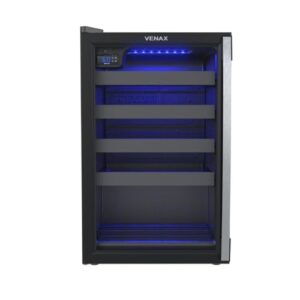 Adega Piubella 100L - 24 Garrafas - Preto Fosco - Venax - 127v - Porta Invertida