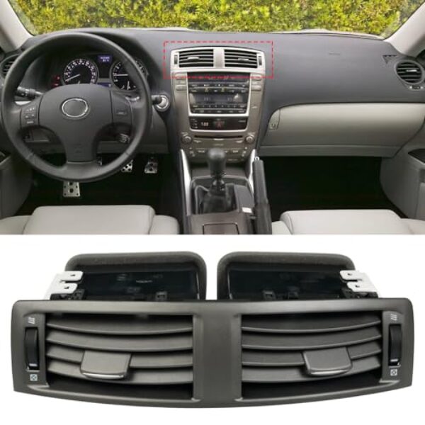 APESER Painel de painel de ventilação central compatível com Lexus IS250 IS350 IS F 2006-2008, tomada de ar condicionado de painel com rodas manuais, substitui para 55670-53010 5567053010 (preto), 1