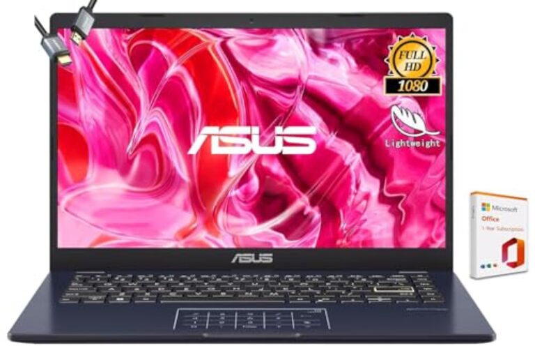 ASUS Laptop Vivobook Go de 14 polegadas FHD, Intel Celeron N4500, 1 ano de Microsoft 365, Wi-Fi 5, USB tipo C, vida útil da bateria de 10 horas, Windows 11 Home no modo S, com HDMI (4 GB de RAM | 128