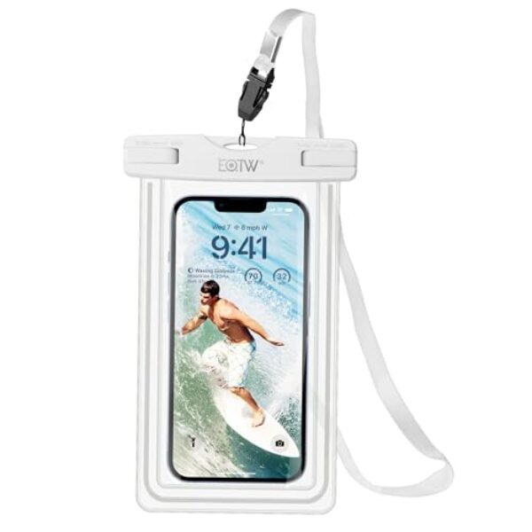 Bolsa de telefone à prova d'água com tiras brilhantes de até 17 cm compatível com iPhone 16 15 14/S24 Ultra/Pixel 8, bolsa de telefone à prova d'água para praia e piscina com cordão (1 pacote