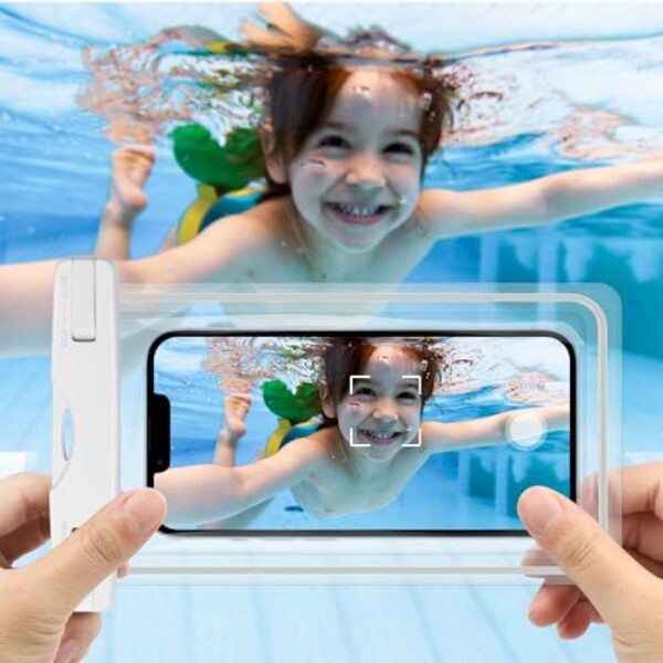 Bolsa impermeável para celular de até 17 cm compatível com iPhone 16 15 14/S24 Ultra/Pixel 8, capa de celular à prova d'água para praia e piscina (1 pacote transparente)