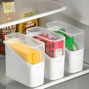 Caixa de armazenamento de porta lateral de geladeira de cozinha japonesa inclinada com tampa Recipiente de armazenamento de alimentos selado com queijo, branco