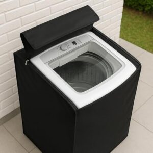Capa Impermeável Lavadora Abertura Superior Zíper Lisa 8 a 15Kg (Preto 8-12kg NAPA)