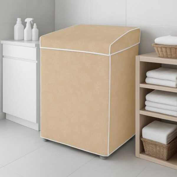 Capa Para MáQuina De Lavar ImpermeáVel Com ZíPer, Capa Protetora Completa(M,BEGE SEM ZÍPER)