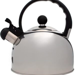 Chaleira Com Apito 2.5 Litros Aço Inox Com Tampa e Alça de Resina para Fogão e Cozinha Moderna