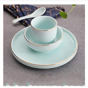 Colher de jantar Os utensílios de mesa de cerâmica domésticos de restaurante chinês de quatro peças com tigela dourada e colher podem ser lavados na máquina de lavar louça colheres duráveis (cor: B)