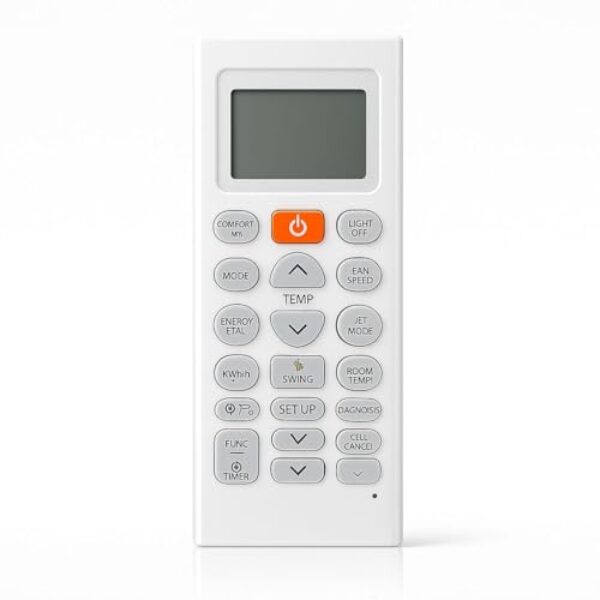 Controle Remoto Universal para Ar Condicionado, Tela LCD Digital, Múltiplas Marcas, Botões de Temperatura e Modo, Branco MOD TGS3790