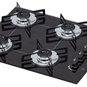 Cooktop 4 bocas Chamalux ultra chama Bivolt Trempe de Chapa Preto