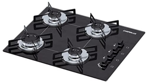 Cooktop 4 bocas Chamalux ultra chama Bivolt Trempe de Chapa Preto