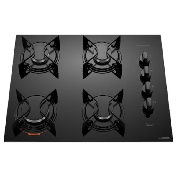Cooktop 4 Bocas Preto com Mesa de Vidro Atlas U Top Bivolt
