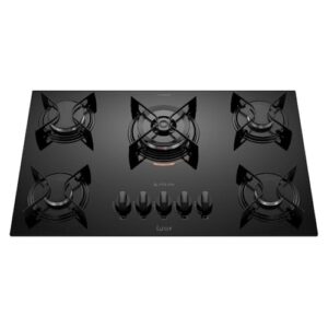 Cooktop 5 Bocas Preto com Mesa de Vidro e Tripla Chama Atlas U Top Bivolt