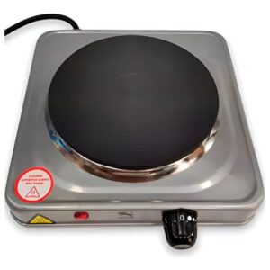 Cooktop Elétrico Portátil, 1 Boca, 1000W, Prato de Aquecimento, 5 Níveis de Temperatura, Preto, 21x21x7cm, Cabo 90cm, Desligamento Automático