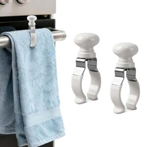 Decoeco Clipes de toalha dona de casa de cozinha: 2 pacotes de aço resistente ao calor - evita que a toalha caia na alça do forno, fogão, máquina de lavar louça, rack de banheiro