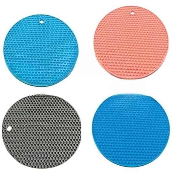 Descanso de Panela de Silicone, Antiderrapante e Resistente ao Calor - Protetor para Mesa de Cozinha 17cm(4)
