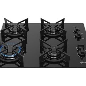 FISCHER COOKTOP À GÁS 4 BOCAS FIT LINE TREMPE IRON MESA VIDRO PRETO BIVOLT 36310-102671