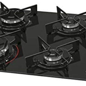 FISCHER COOKTOP À GÁS 4 BOCAS TRIPLA CHAMA FIT LINE MESA VIDRO PRETO BIVOLT - 26299-57078