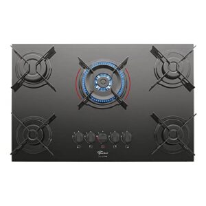 FISCHER COOKTOP À GÁS 5 BOCAS TRIPLA CHAMA FIT LINE MESA VIDRO PRETO BIVOLT - 26300-57079