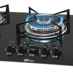 FISCHER COOKTOP À GÁS 5 BOCAS TRIPLA CHAMA MESA VIDRO PRETA BIVOLT 1743-5733