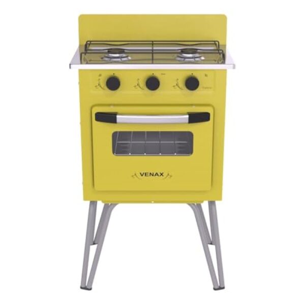Fogao 2 Bocas Venax Gemini Vetro Amarelo Gas Glp
