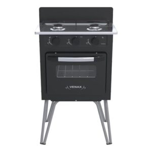 Fogao 2 Bocas Venax Gemini Vetro Preto Fosco Gas Glp