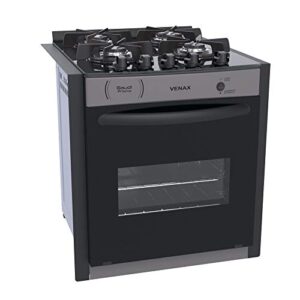 FOGAO A GAS DE EMBUTIR GAUDI PRISMA VITREO 4Q GRAFITE GAS GLP