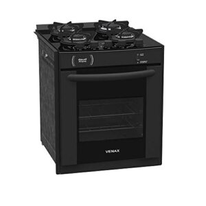 FOGAO A GAS DE EMBUTIR GAUDI PRISMA VITREO 4Q PRETO GAS GLP