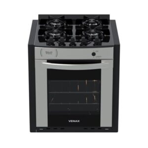 Fogao A Gas De Embutir Gaudi Prisma Vitreo Bl 4q Inox Gas Glp