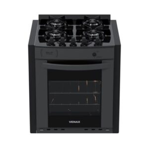 Fogao de Embutir 4 Bocas Venax Gaudi Prisma Vitreo Bl Grafite Gas Glp