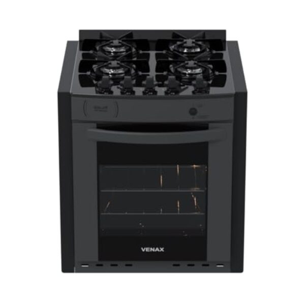 Fogao de Embutir 4 Bocas Venax Gaudi Prisma Vitreo Bl Grafite Gas Glp