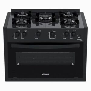 Fogao de Embutir 5 Bocas Venax Picasso Line Preto Fosco Gas Glp