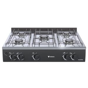 Fogao de Mesa 5 Bocas Venax Grand Petit Vetro Preto Gas Glp