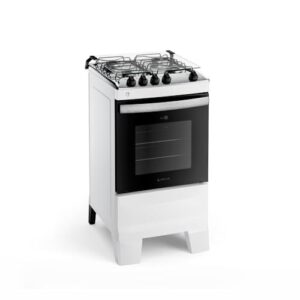 Fogão 4 Bocas Branco com Mesa Inox Atlas Agile Up Bivolt