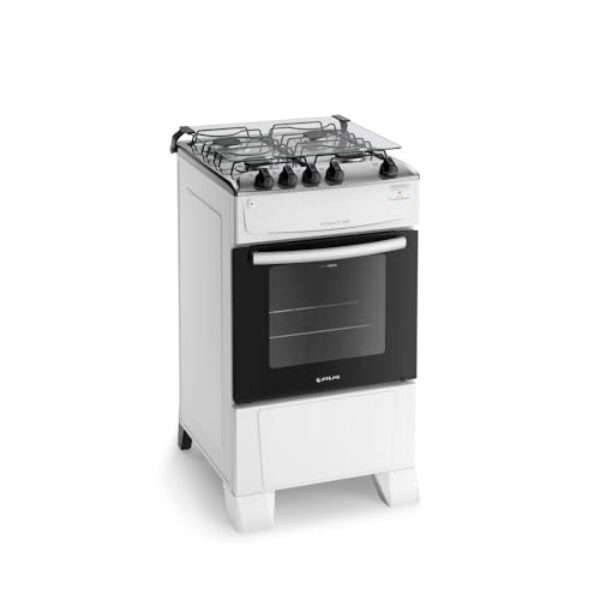 Fogão 4 Bocas Branco com Mesa Inox Atlas Mônaco Top Bivolt